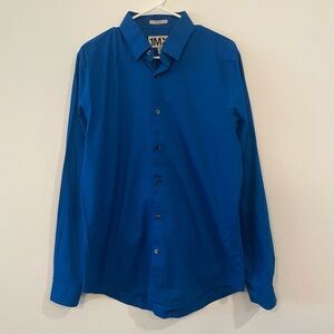 Express Men's Vibrant Blue Casual Button Down Shirt